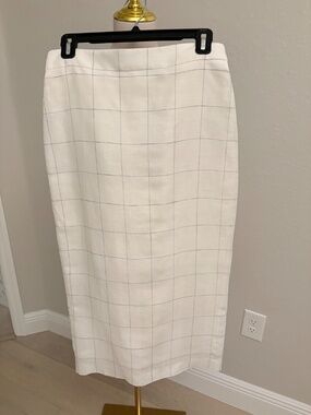 NWT Windowpane Linen Blend Skirt